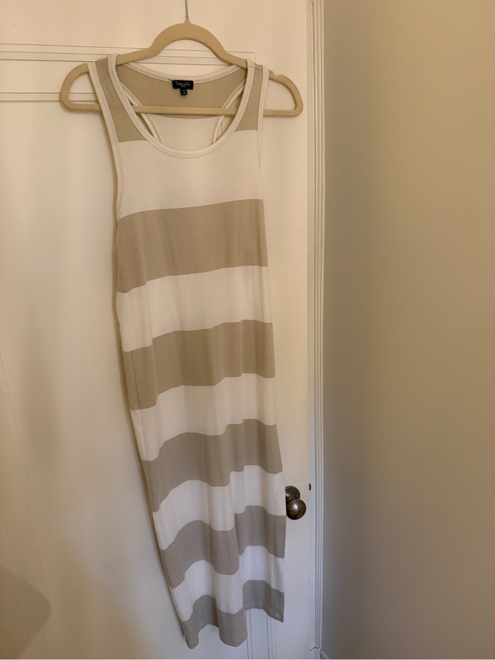 Splendid Cream and White Striped Midi Tank Dress